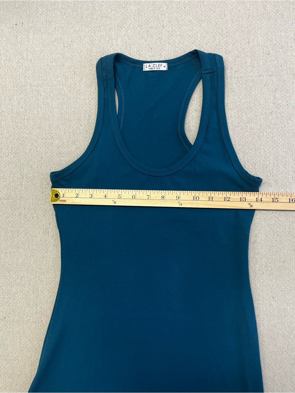 LA CLEF Teal Racerback Midi Dress Medium Bodycon Stretch USA - Picture 4 of 9